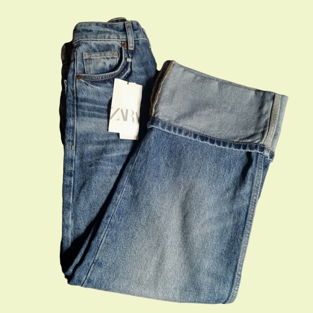 Zara turn up wide leg jeans